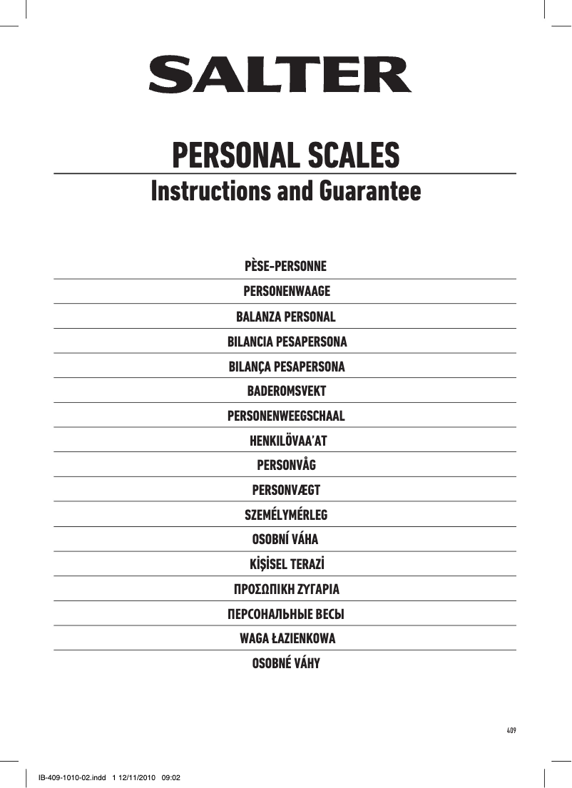 Page 1 of the manual User Manual Salter 409 SVDR Stow-a-Weigh