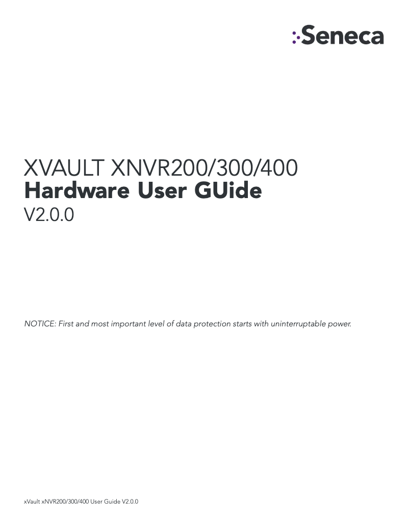 Image de la première page du manuel de l'appareil xVault xNVR200