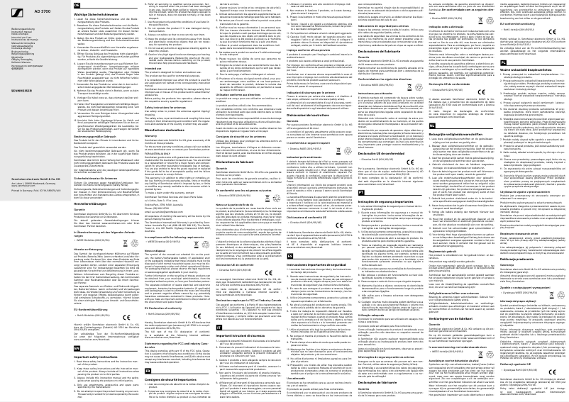 Page 1 de la notice Manuel utilisateur Sennheiser AD 3700