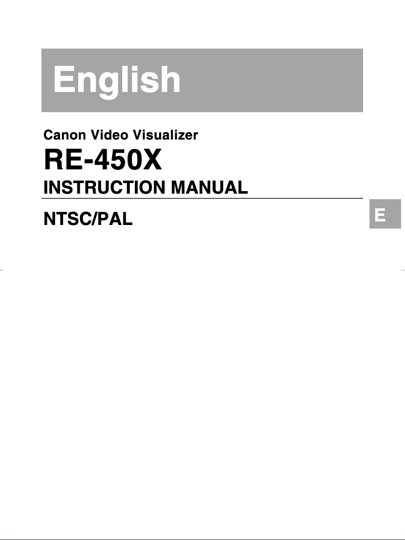 Page 1 de la notice Manuel utilisateur Canon RE-450X