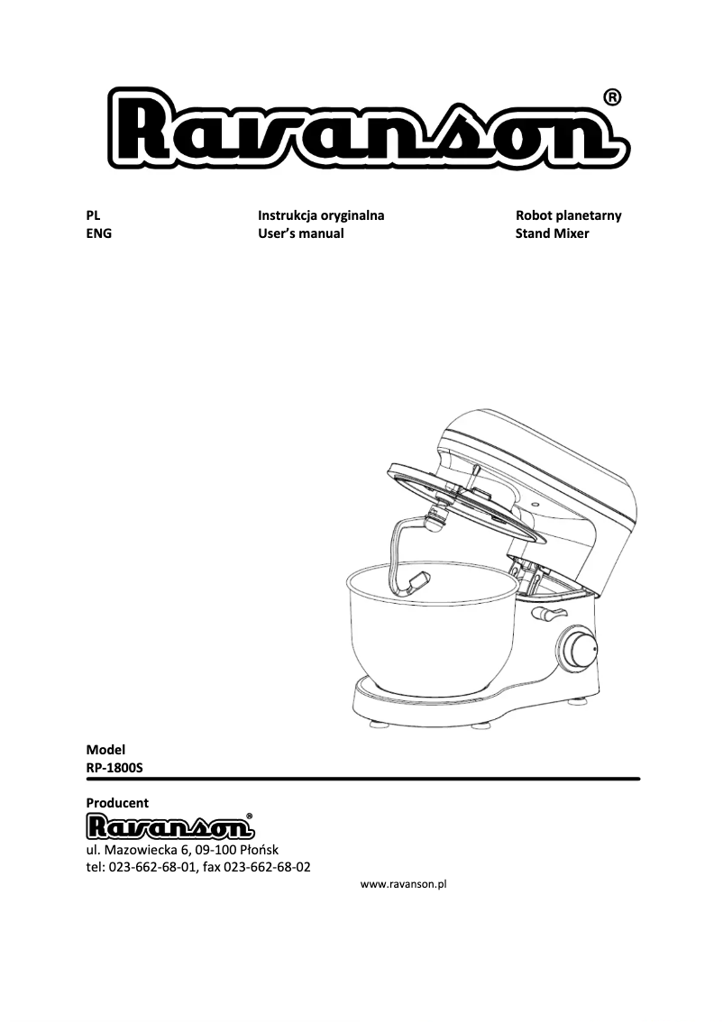 Page 1 de la notice Manuel utilisateur Ravanson RP-1800S