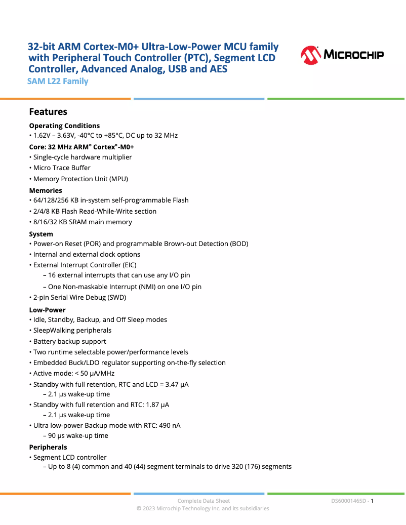 Image de la première page du manuel de l'appareil ATSAML22N18A