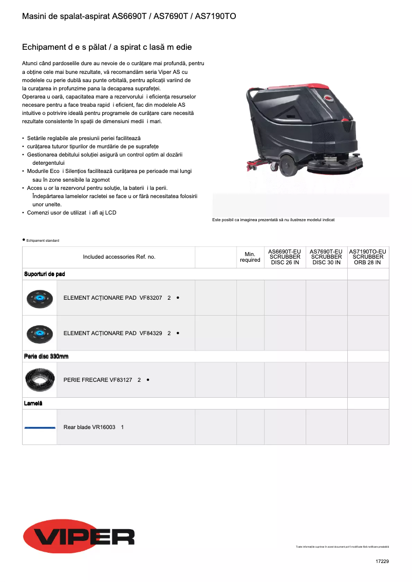 Page 1 de la notice Fiche technique Viper AS7190TO
