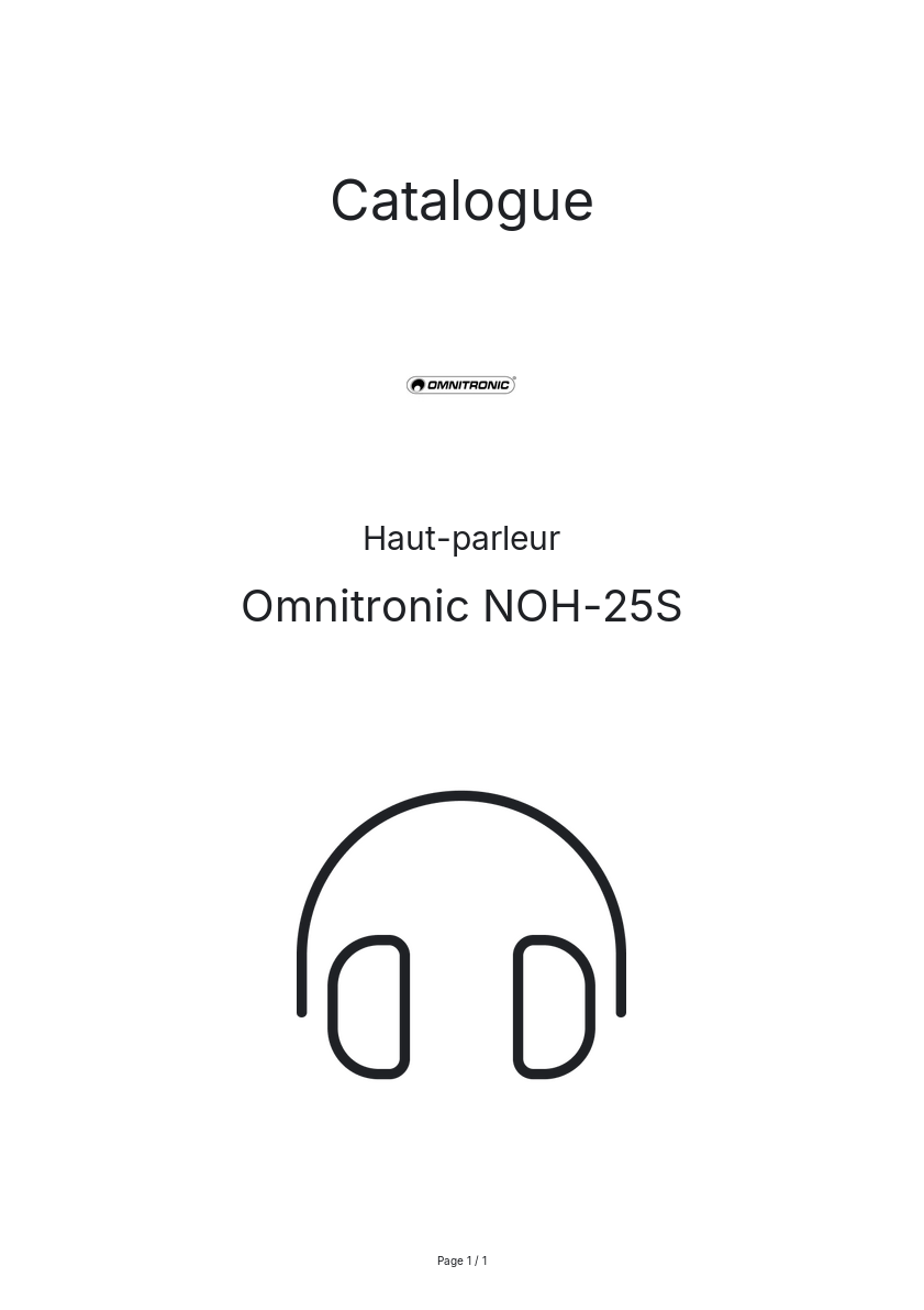 Page n°1 - Catalogue Omnitronic NOH-25S