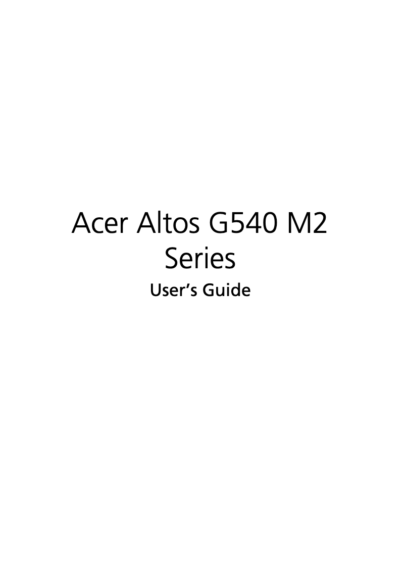Page 1 de la notice Manuel utilisateur Acer Altos G540 M2