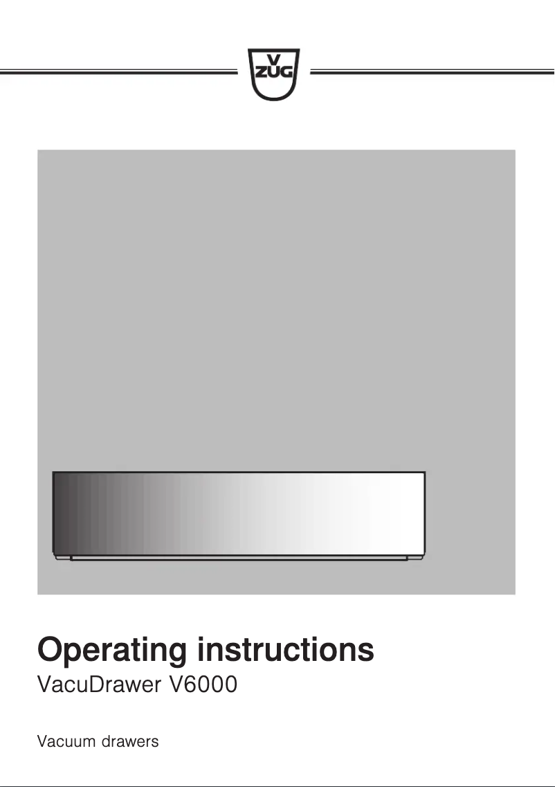 Page 1 de la notice Manuel utilisateur V-Zug VacuDrawer V6000