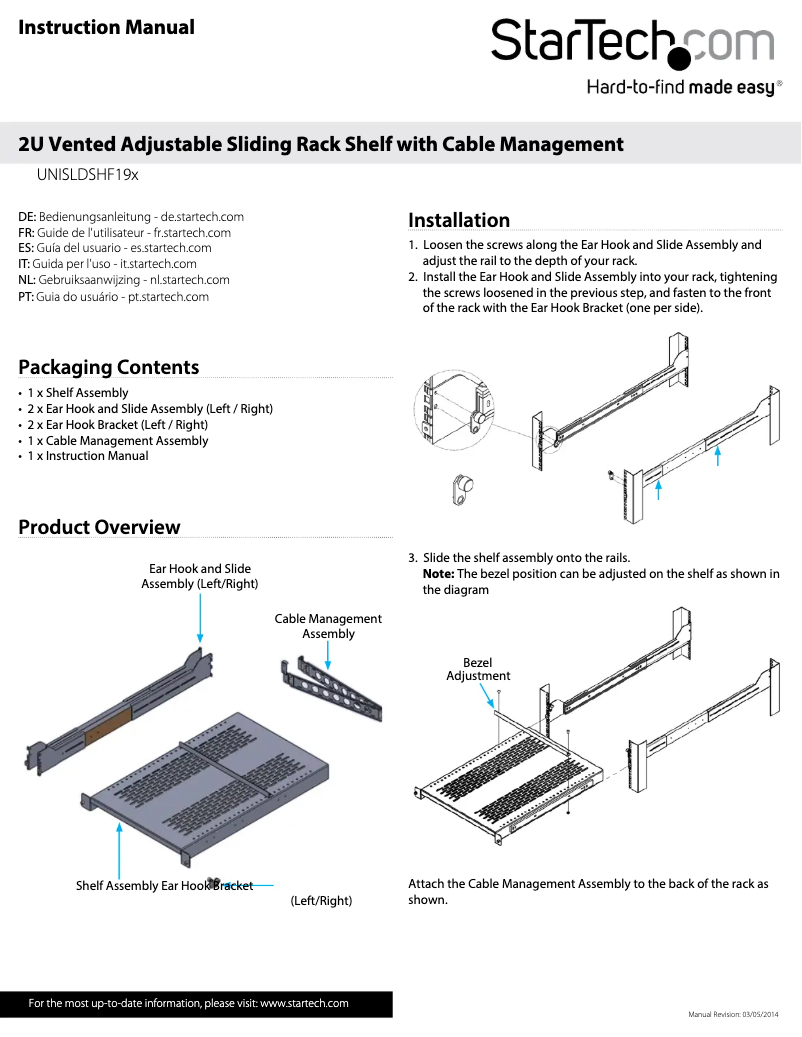Page n°1 - Manuel utilisateur StarTech.com UNISLDSHF192