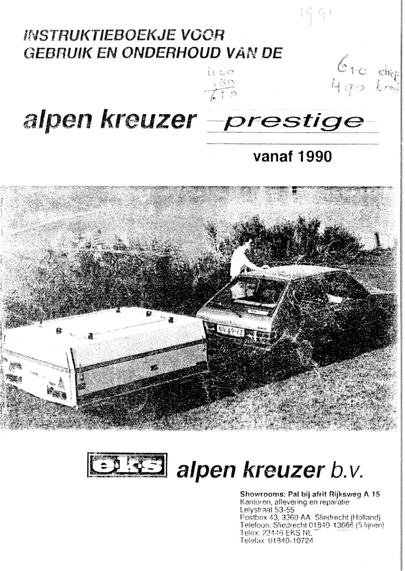 Page 1 de la notice Manuel utilisateur Alpen Kreuzer Prestige (1990)