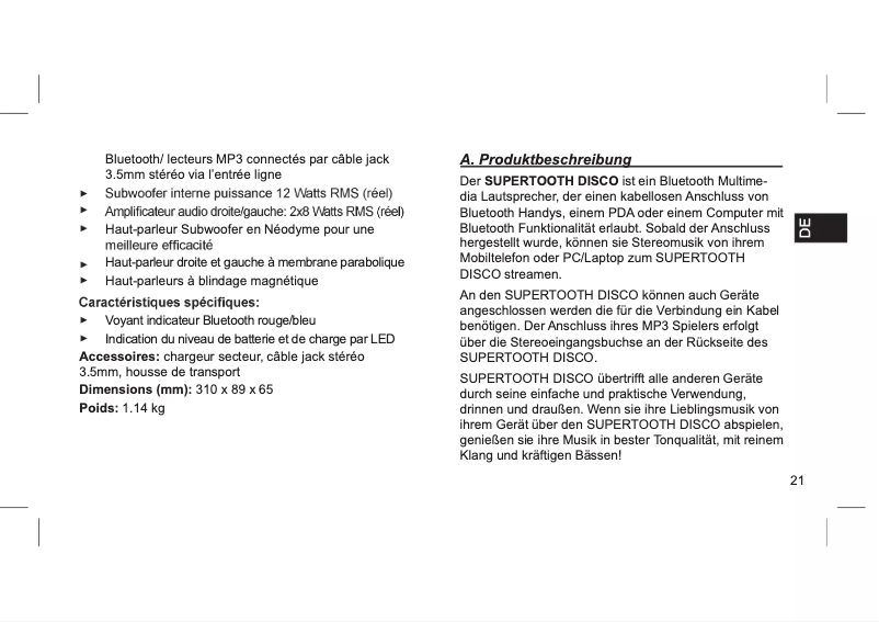 Image de la première page du manuel de l'appareil Disco