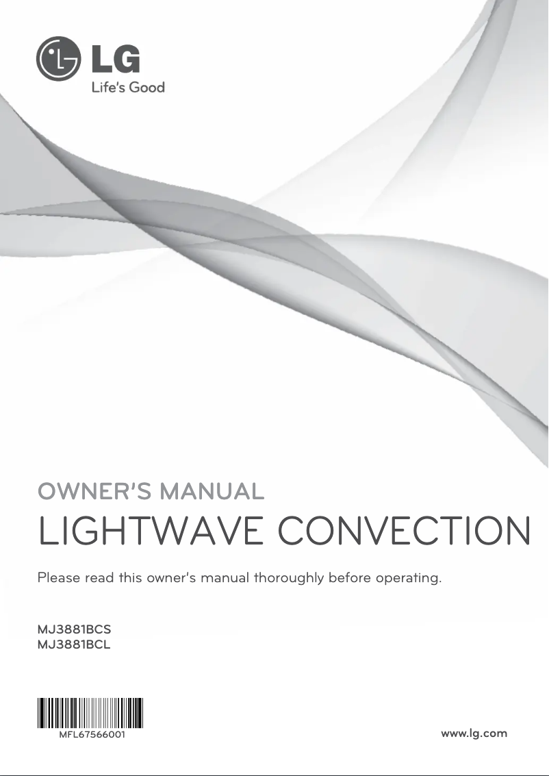 Page 1 de la notice Manuel utilisateur LG MJ3881BCS