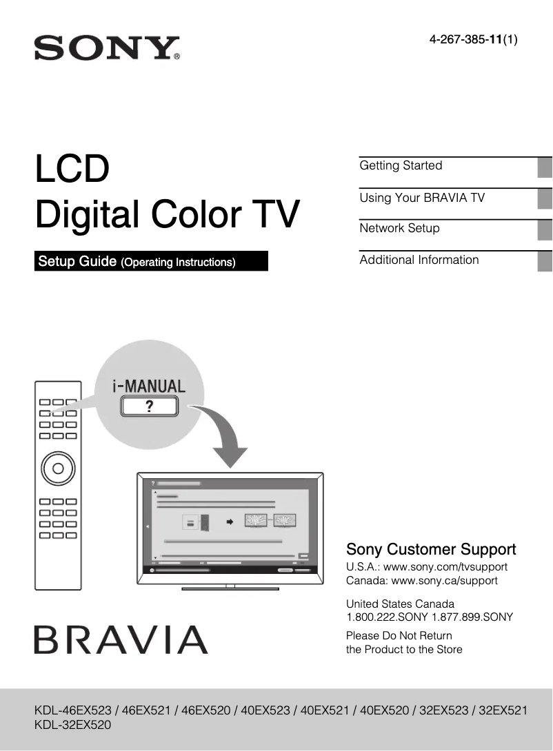 Page 1 de la notice Manuel utilisateur Sony Bravia KDL-32EX523