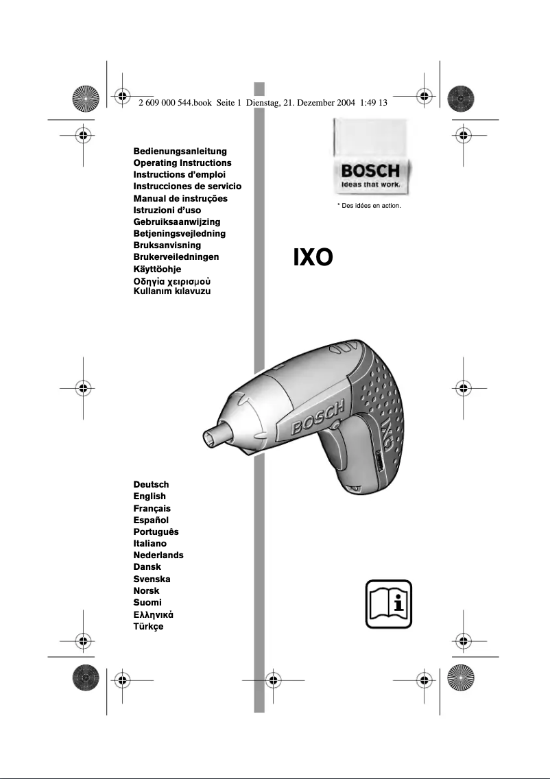 Page 1 de la notice Manuel utilisateur Bosch IXO II
