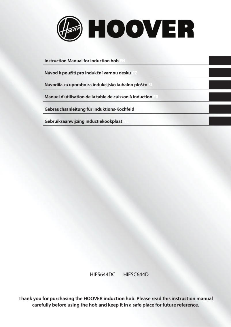 Page n°1 - Manuel utilisateur Hoover HIESC644D