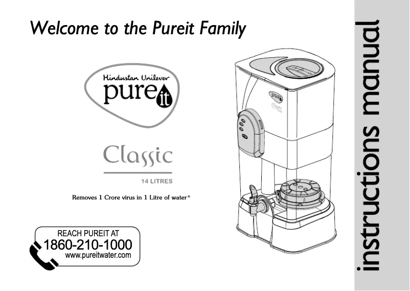 Page 1 de la notice Manuel utilisateur Pureit Classic