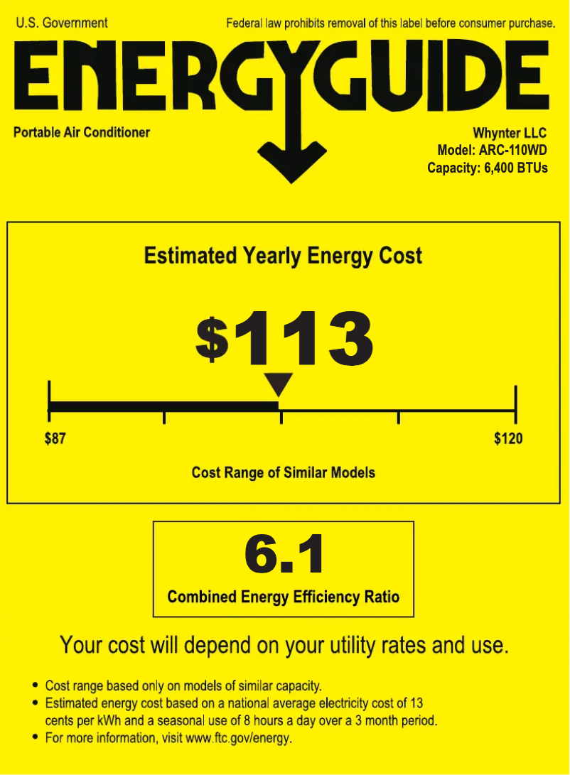 Page 1 de la notice Manuel utilisateur Whynter ARC-110WD