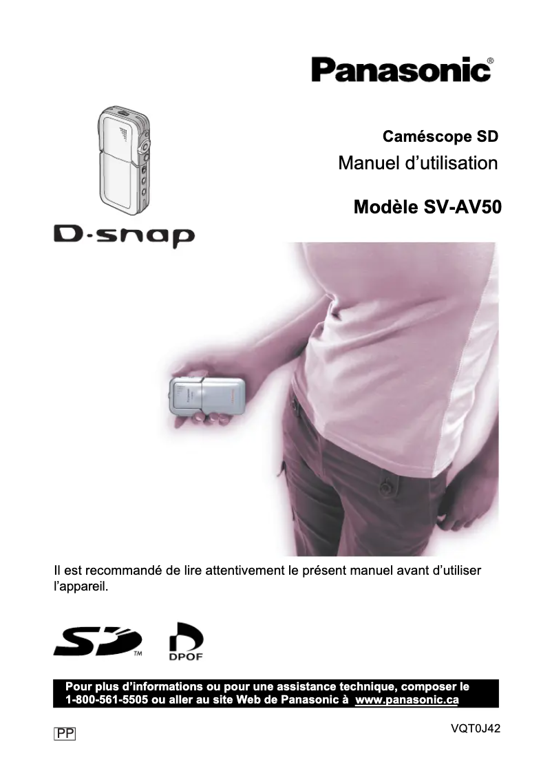 Page 1 de la notice Manuel utilisateur Panasonic SV-AV50