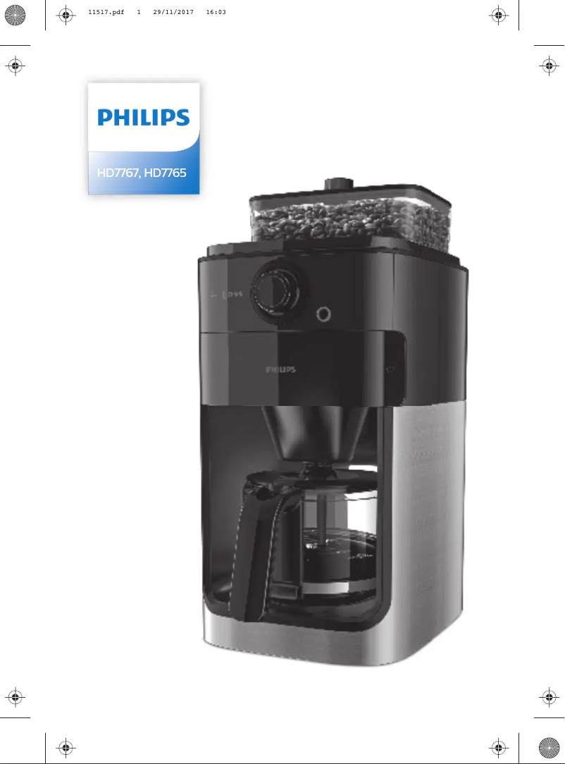 Page 1 de la notice Manuel utilisateur Philips Grind & Brew HD7765