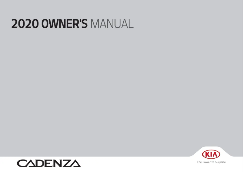 Page 1 de la notice Manuel utilisateur Kia Cadenza (2020)
