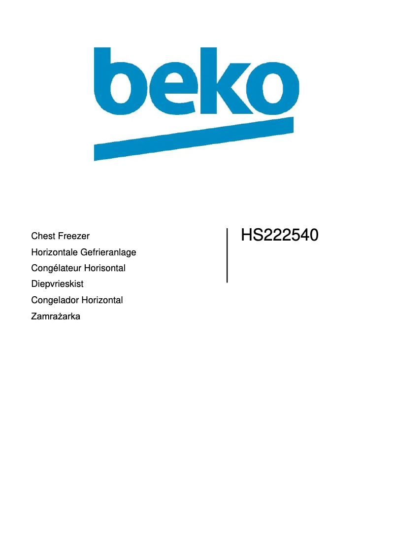 Page 1 de la notice Manuel utilisateur Beko HS 222540