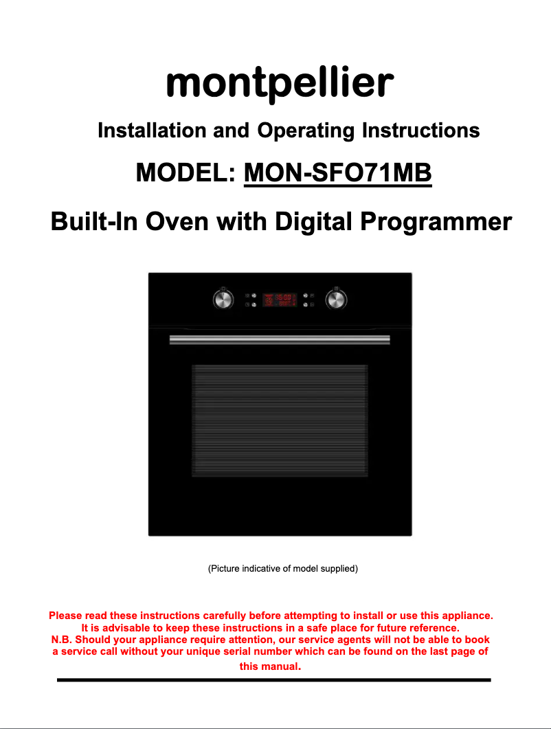 Page 1 de la notice Manuel utilisateur Montpellier SFO71MB