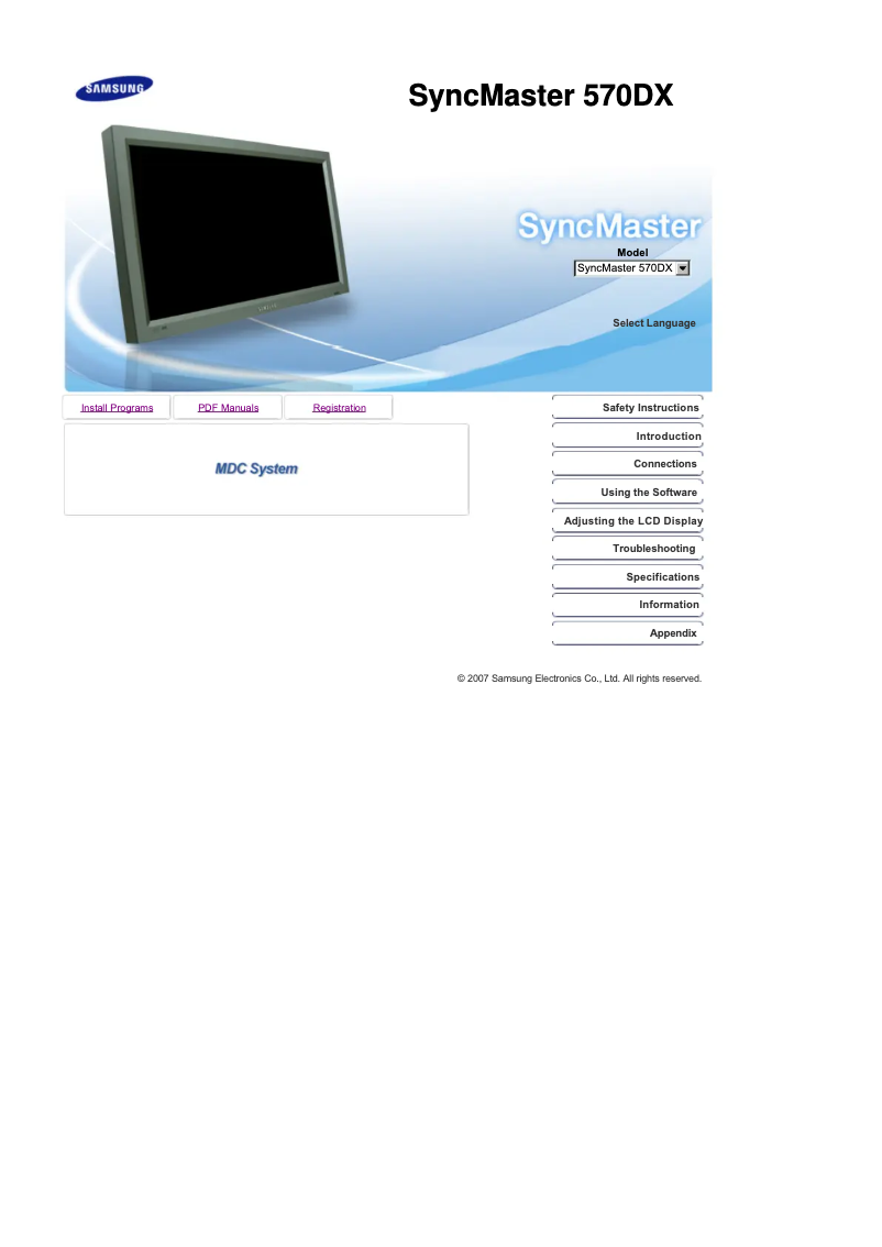 Page 1 de la notice Manuel utilisateur Samsung SyncMaster 570DX