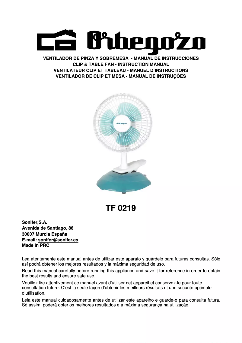 Image de la première page du manuel de l'appareil TF 0219