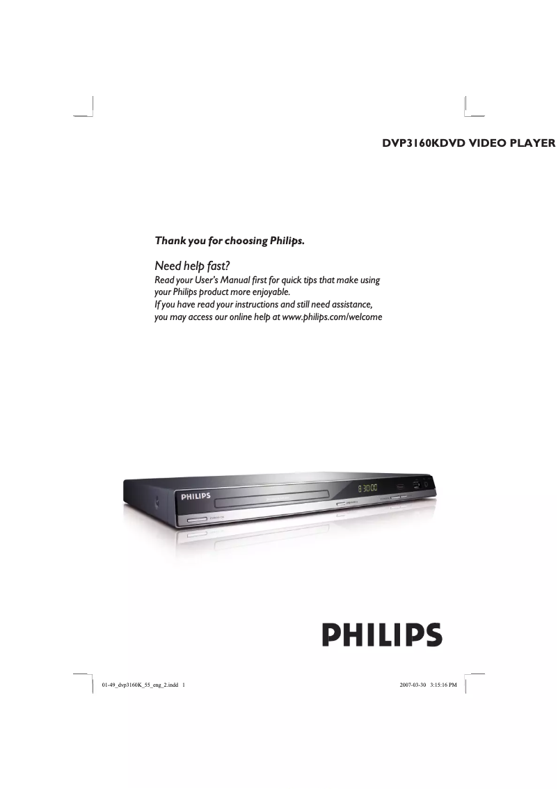 Page n°1 - Manuel utilisateur Philips DVP3160K