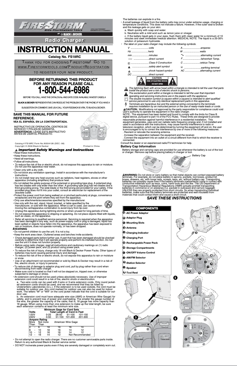 Page 1 de la notice Manuel utilisateur Black & Decker FS18RC