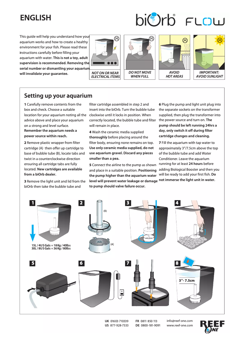 Page 1 de la notice Manuel utilisateur Reef One biOrb Flow