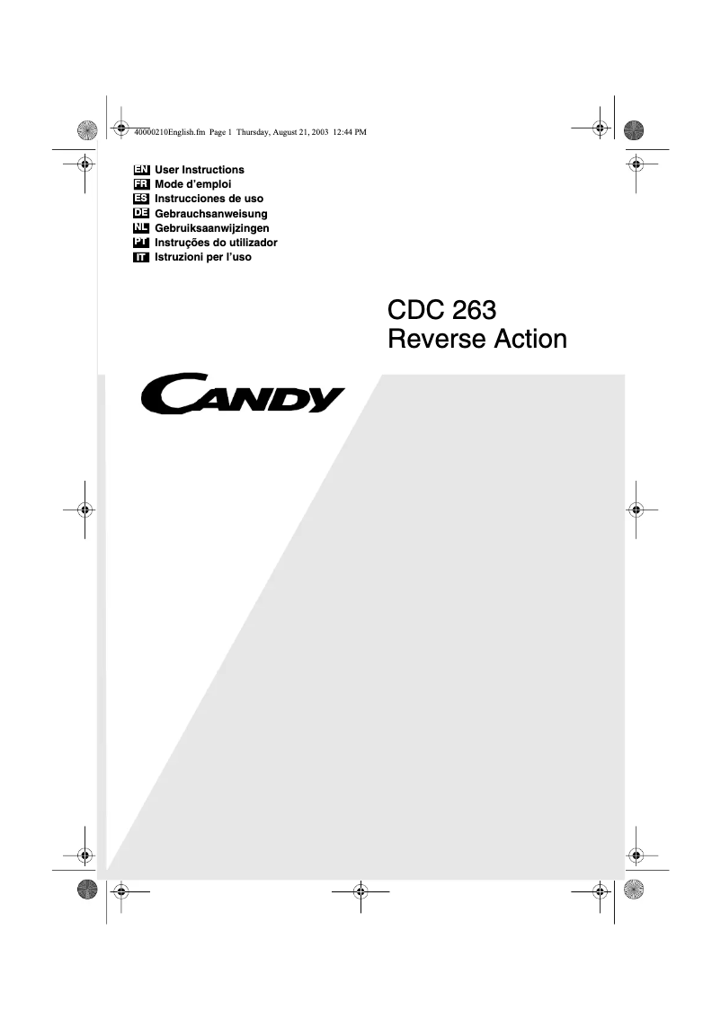 Page n°1 - Manuel utilisateur Candy AB CDC 263