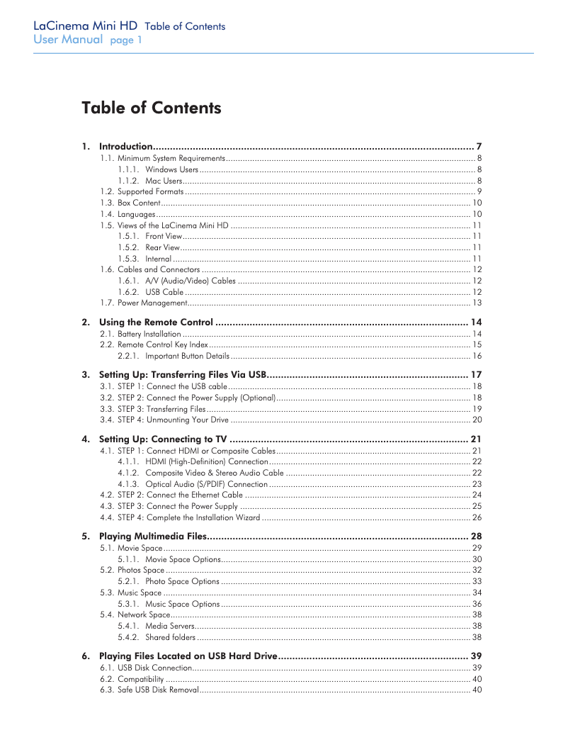 Página 1 del manual Manual de usuario LaCie LaCinema Mini HD