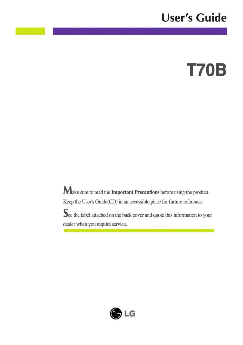 Page n°1 - Manuel utilisateur LG T70B-BN