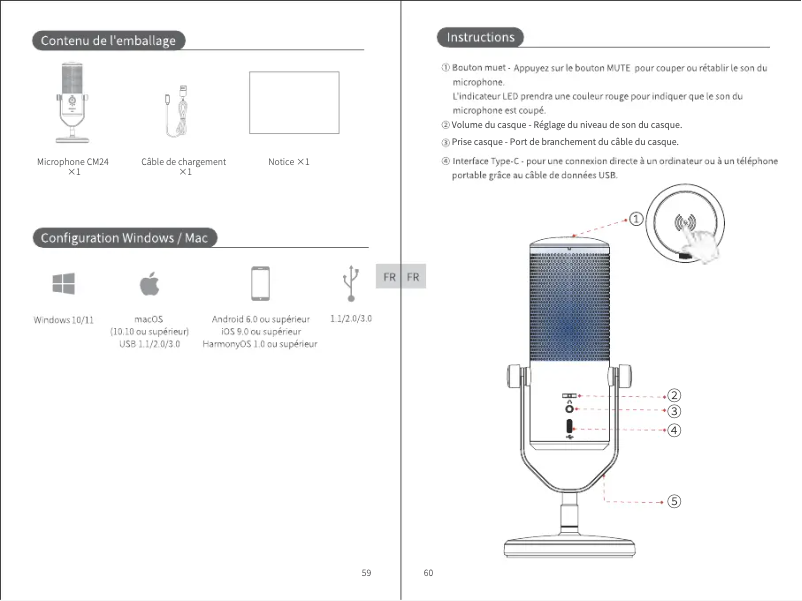 Page 1 de la notice Manuel utilisateur Neewer CM24