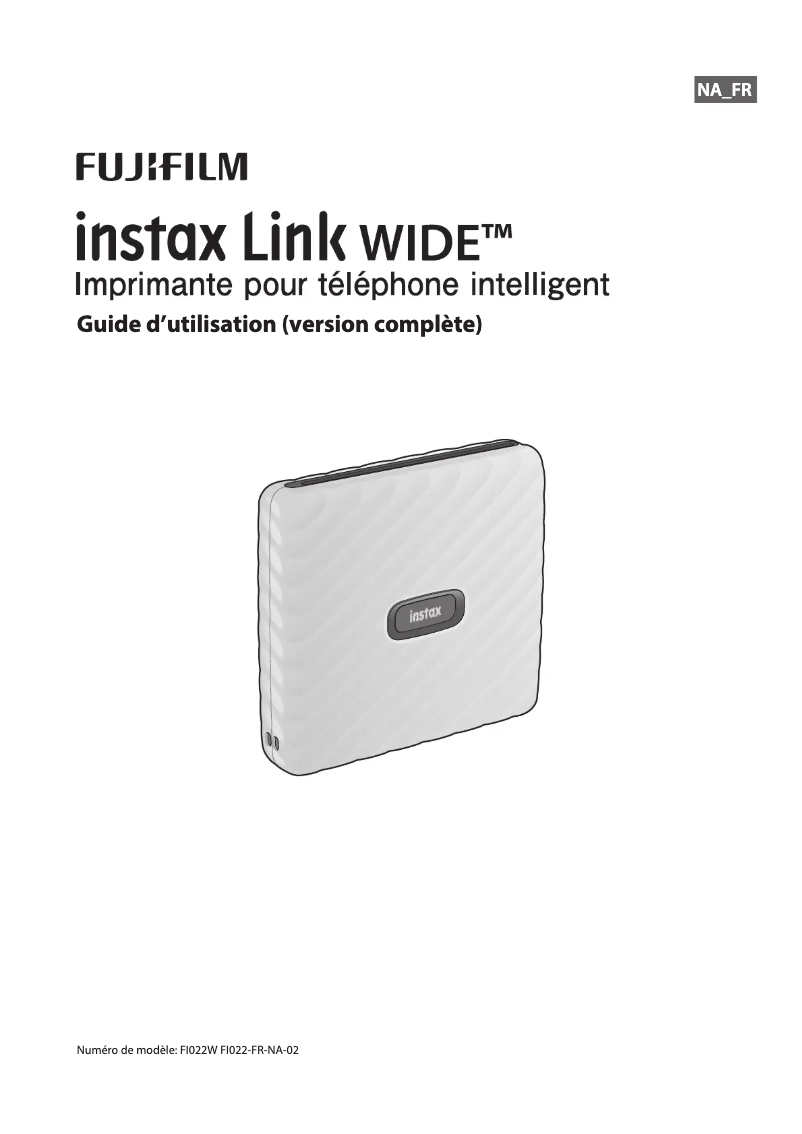 Image de la première page du manuel de l'appareil Instax Link WIDE