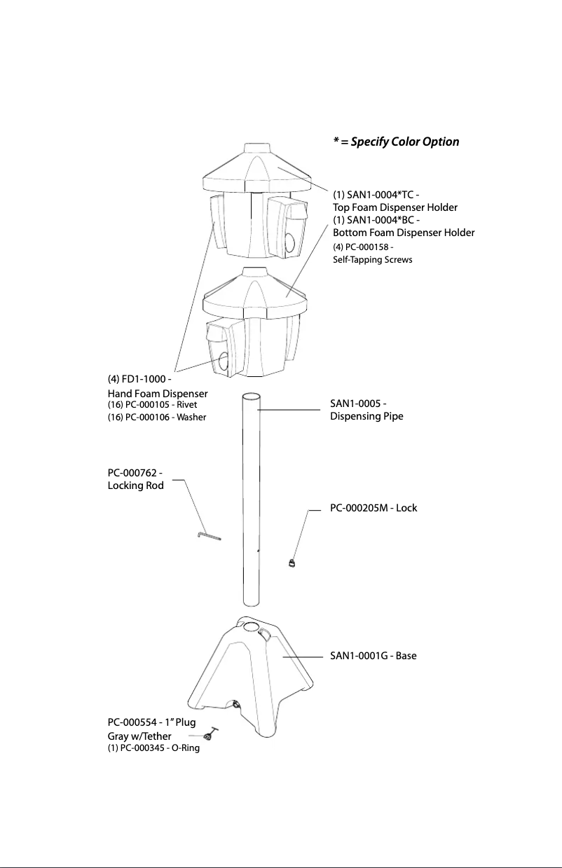 Page 1 de la notice Manuel utilisateur PolyJohn SaniStand SAN1-2100