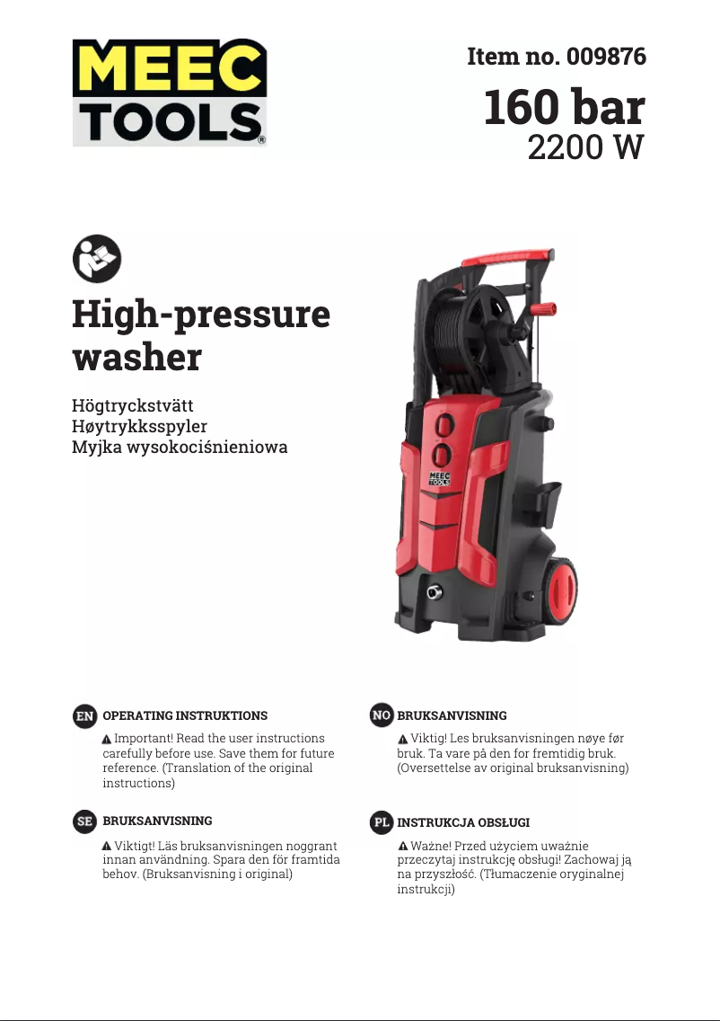 Page 1 de la notice Manuel utilisateur Meec Tools 009-876