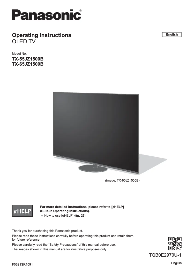 Page 1 de la notice Guide de démarrage rapide Panasonic TX-65JZ1500B