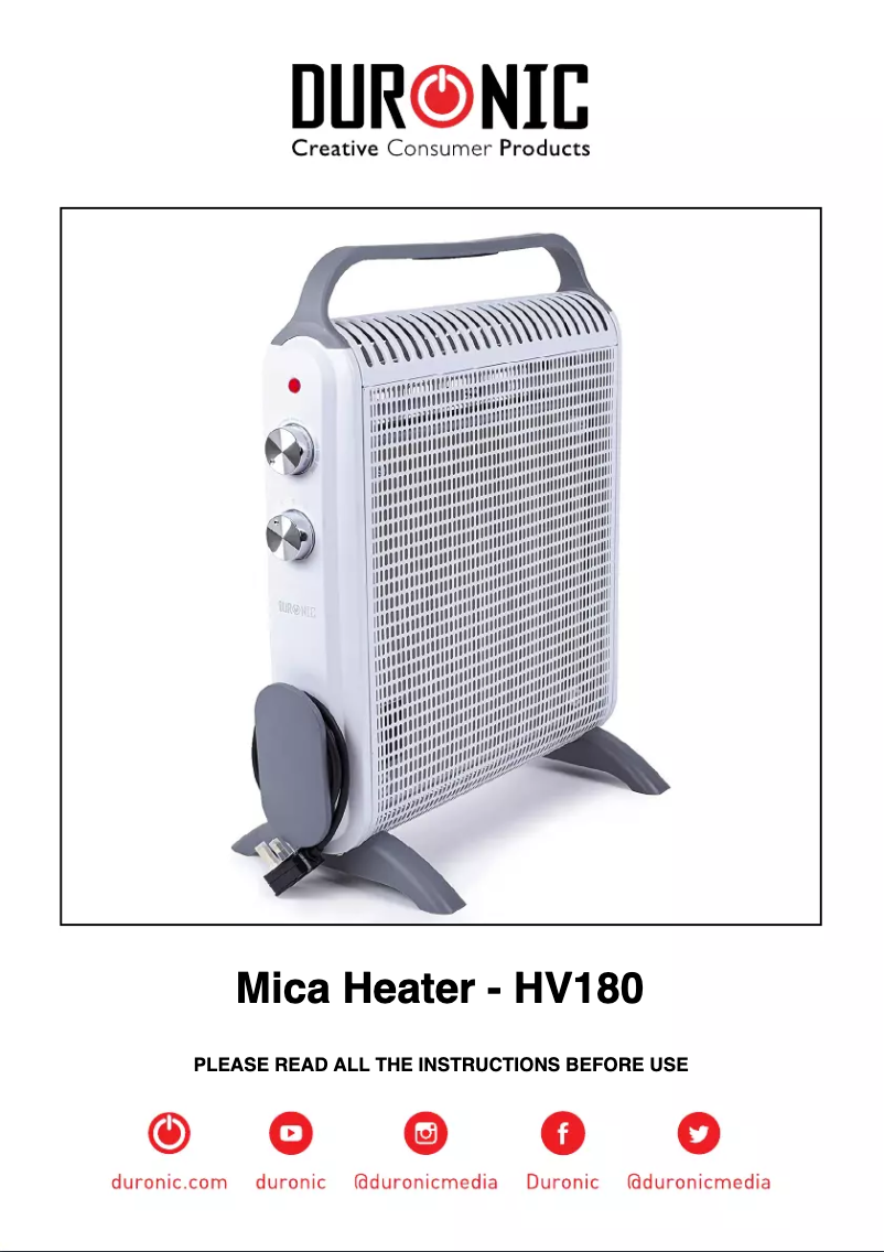 Page 1 de la notice Manuel utilisateur Duronic HV180