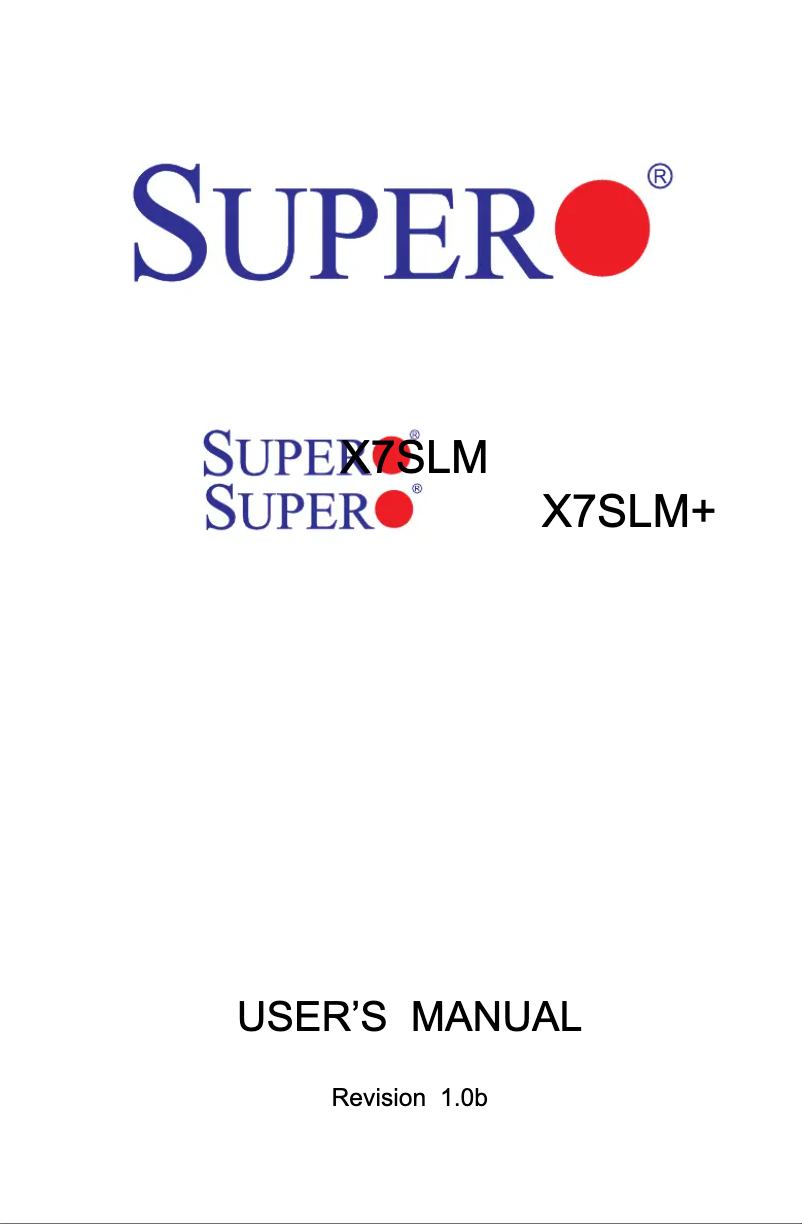Page n°1 - Manuel utilisateur Supermicro X7SLM