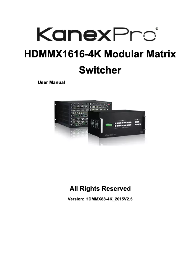 Page n°1 - Manuel utilisateur KanexPro HDMMX1616-4K
