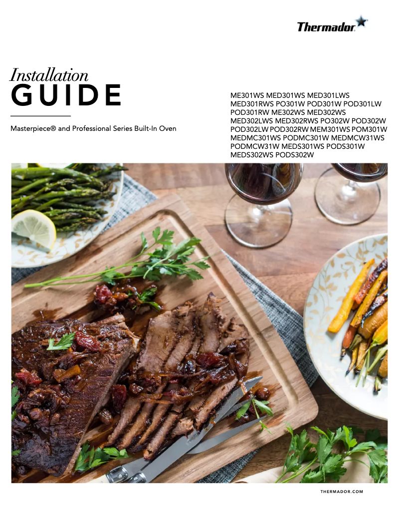 Page 1 de la notice Guide d'installation Thermador Masterpiece MEDS302WS