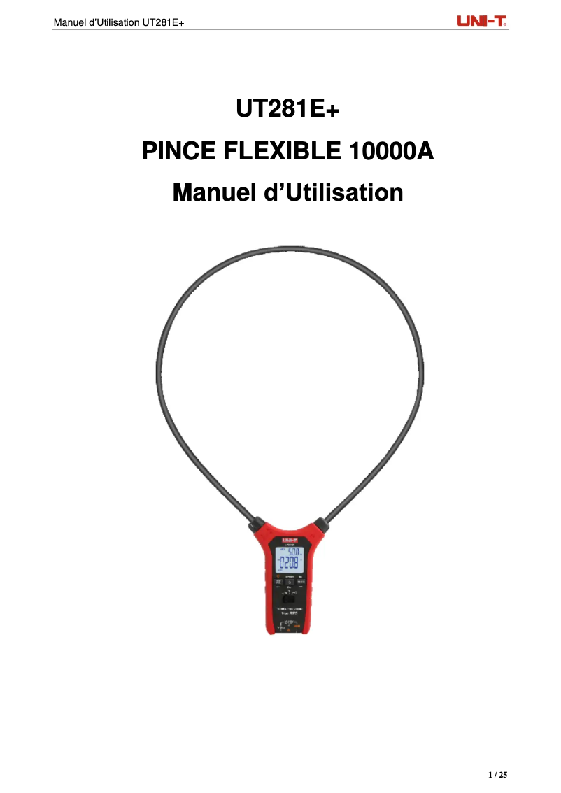 Page 1 de la notice Manuel utilisateur Uni-T UT281E