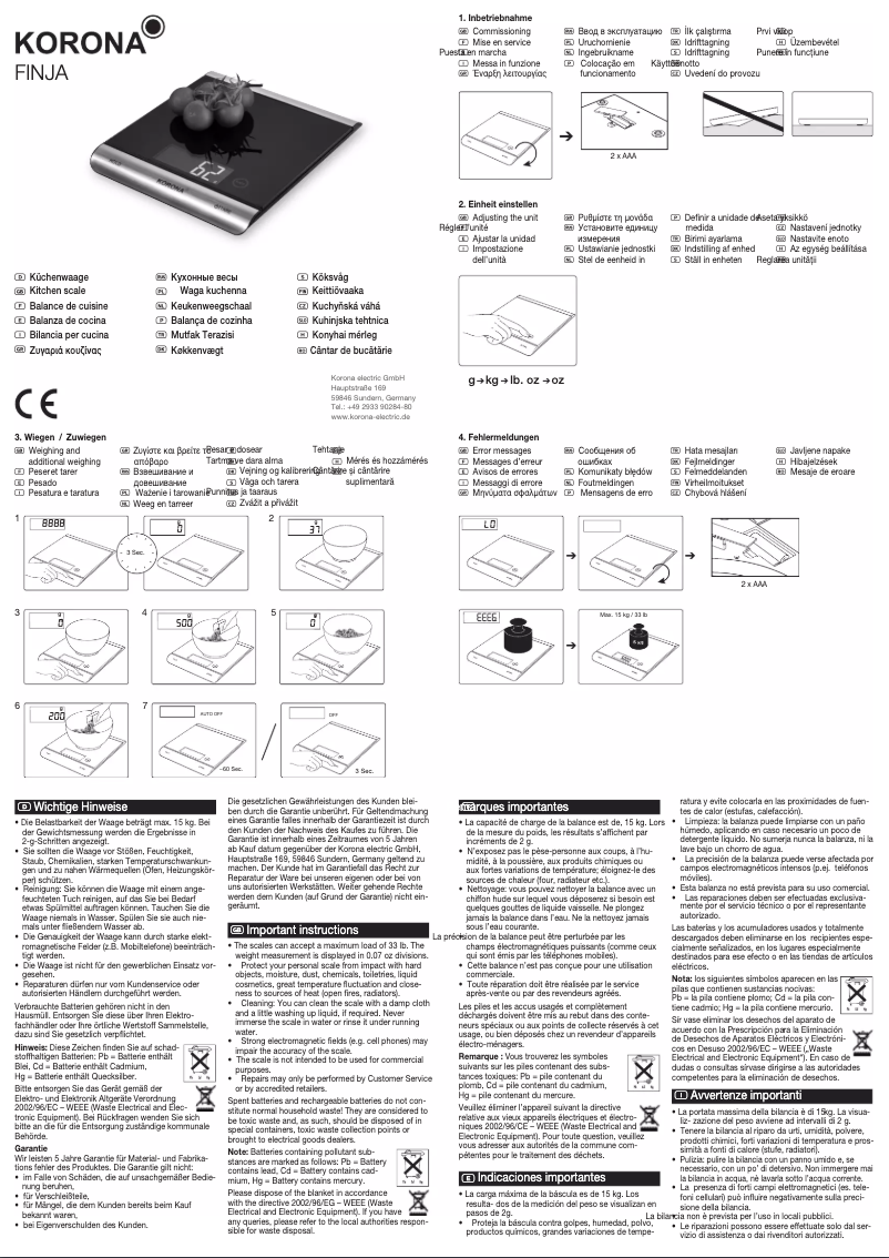 Imagen de la primera página del manual del dispositivo Finja 70230