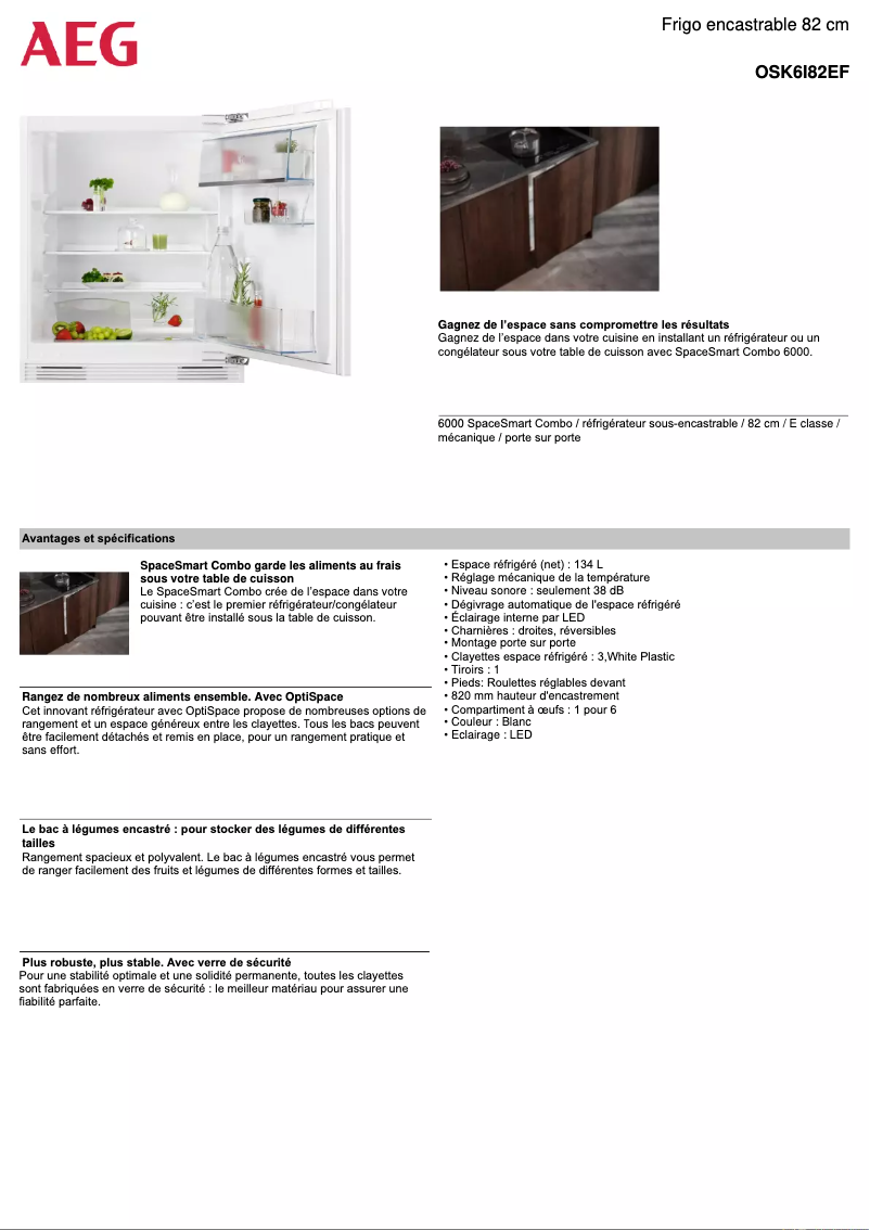 Page n°1 - Fiche technique AEG OSK6I82EF