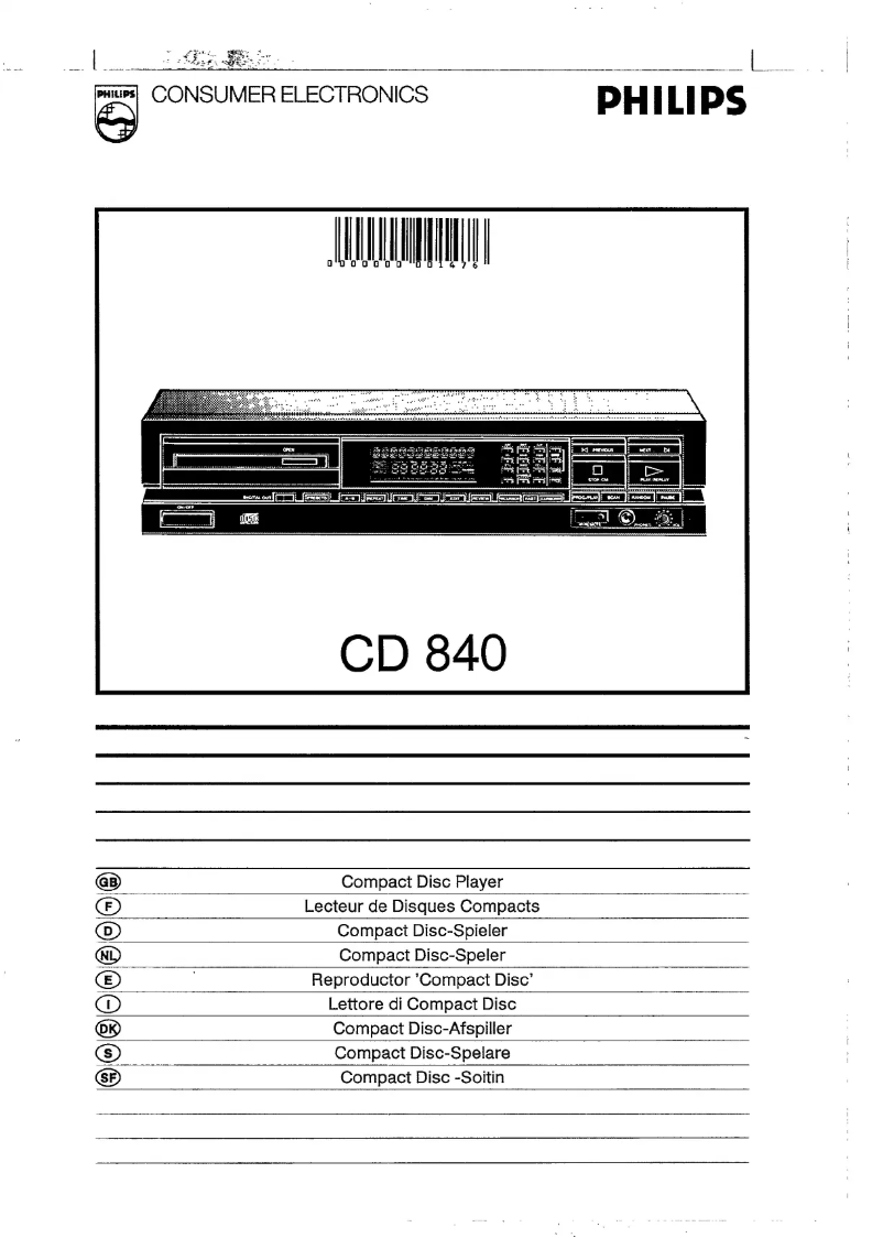 Page 1 de la notice Manuel utilisateur Philips CD840