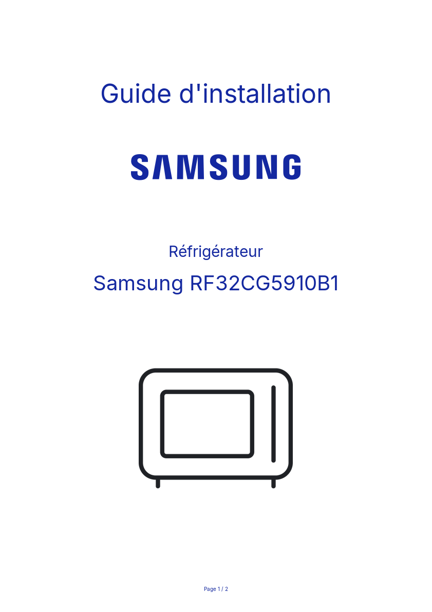 Page n°1 - Guide d'installation Samsung RF32CG5910B1