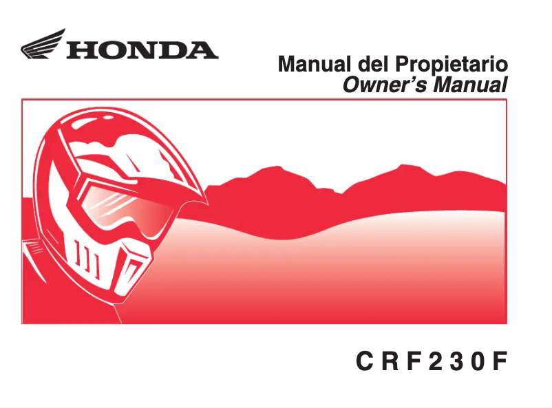 Page 1 de la notice Manuel utilisateur Honda CRF230F (2018)