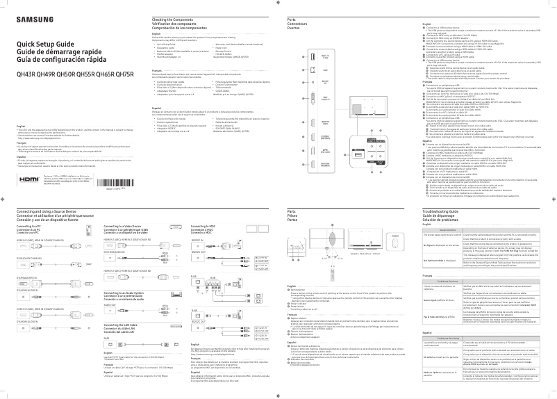 Page 1 de la notice Guide d'installation Samsung QH65R