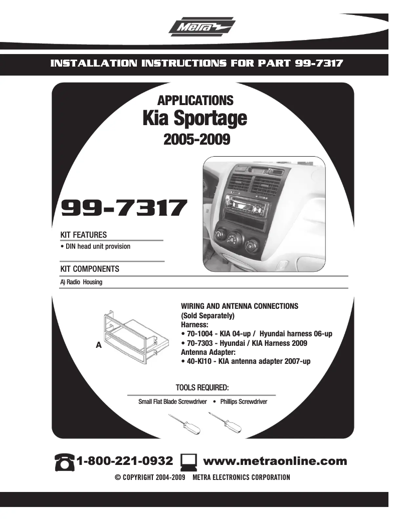 Page n°1 - Manuel utilisateur Metra 99-7317