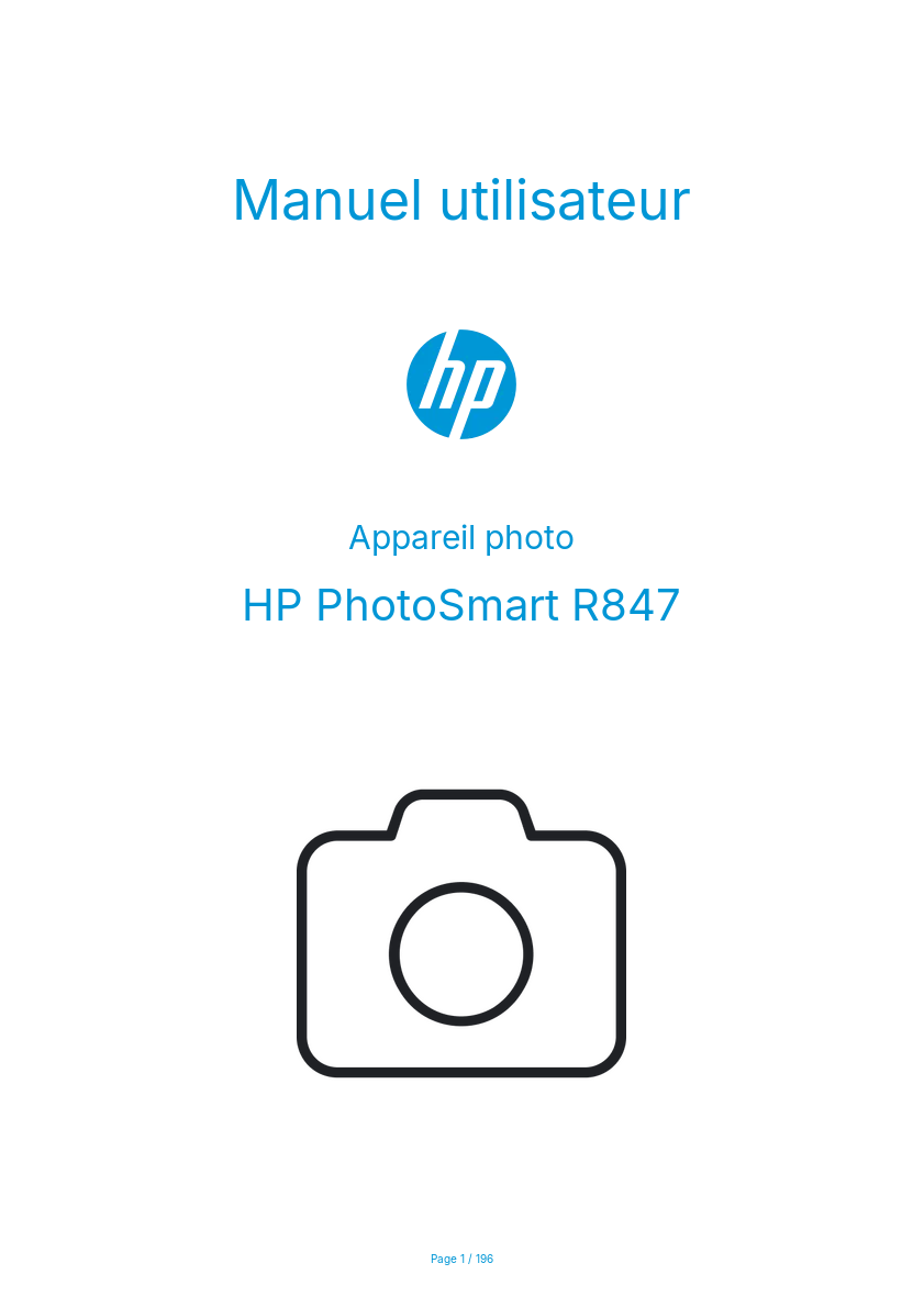 Image de la première page du manuel de l'appareil PhotoSmart R847